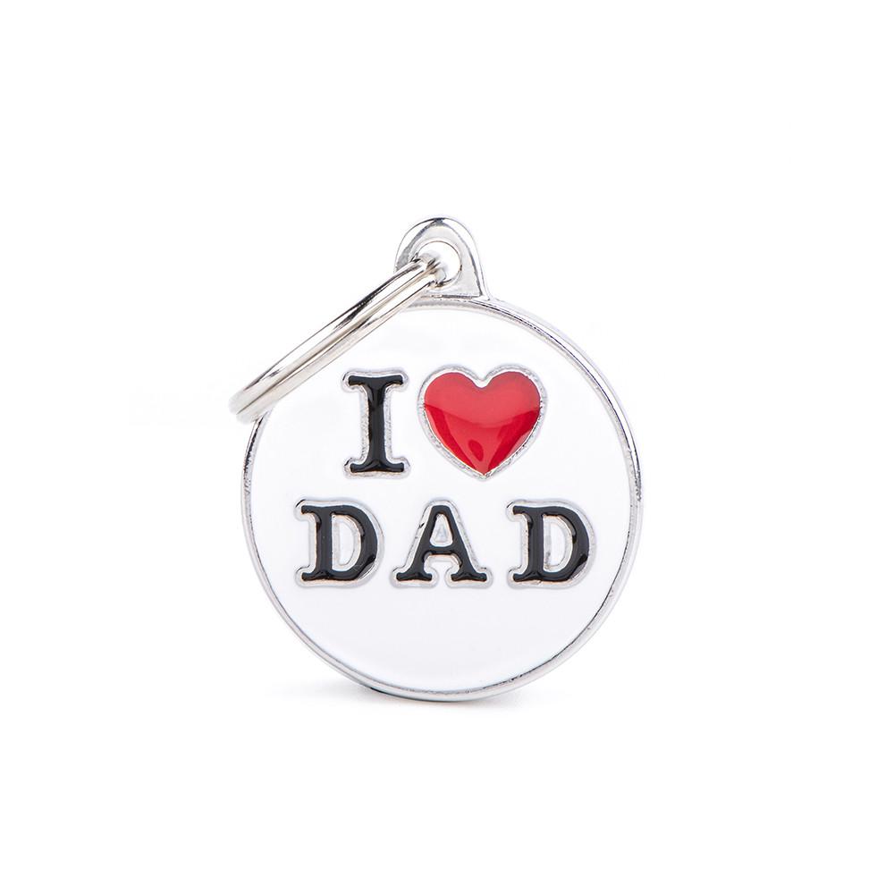 MyFamily Charms Circle I Love Dad Pet ID Tag, Medium