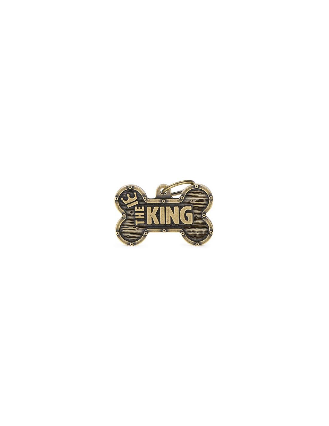 MyFamily Bronx Bone King English Brass Pet ID Tag, X-Large