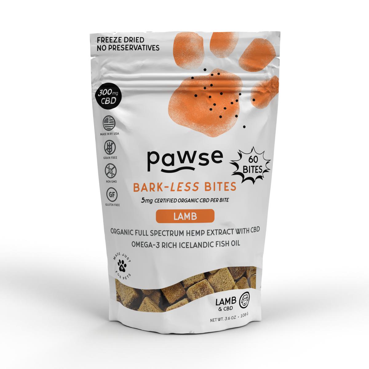 Pawse Bark-Less Bites Lamb Freeze-Dried Pet Treats, 300mg, 60-count