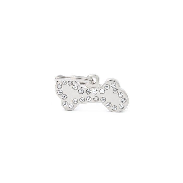MyFamily Bone Strass Pet ID Tag, Silver