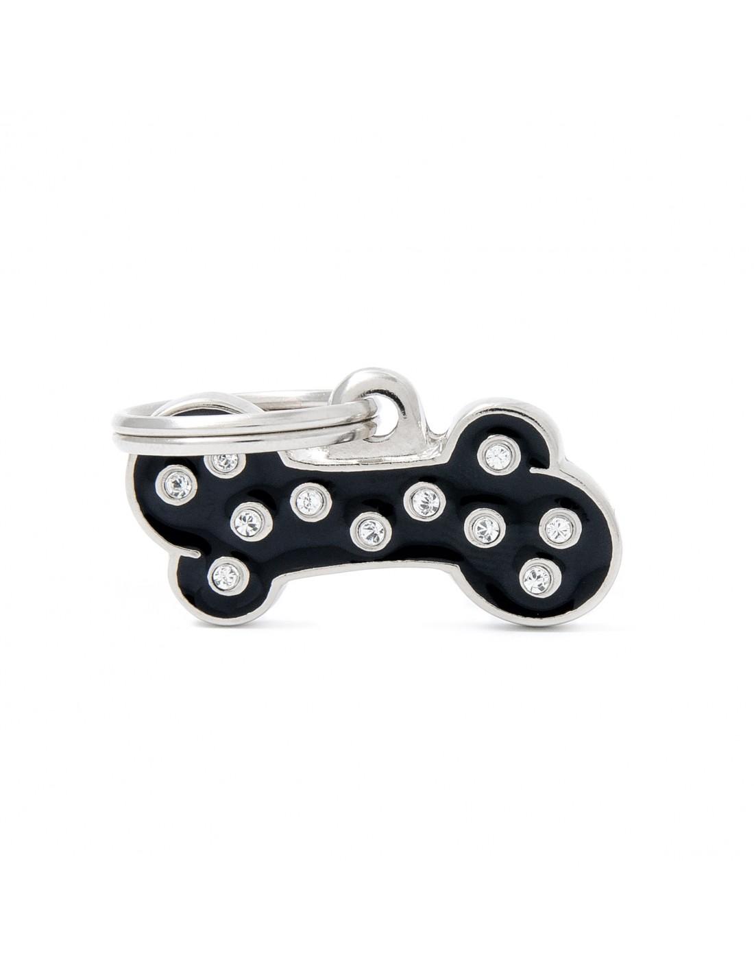 MyFamily Bone Strass Pet ID Tag, Black