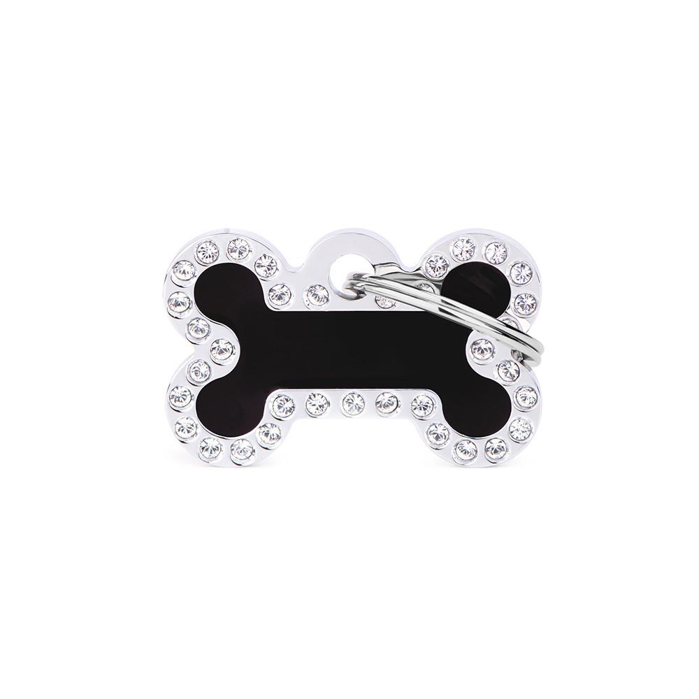 MyFamily Glam Bone Pet ID Tag, Black, Small