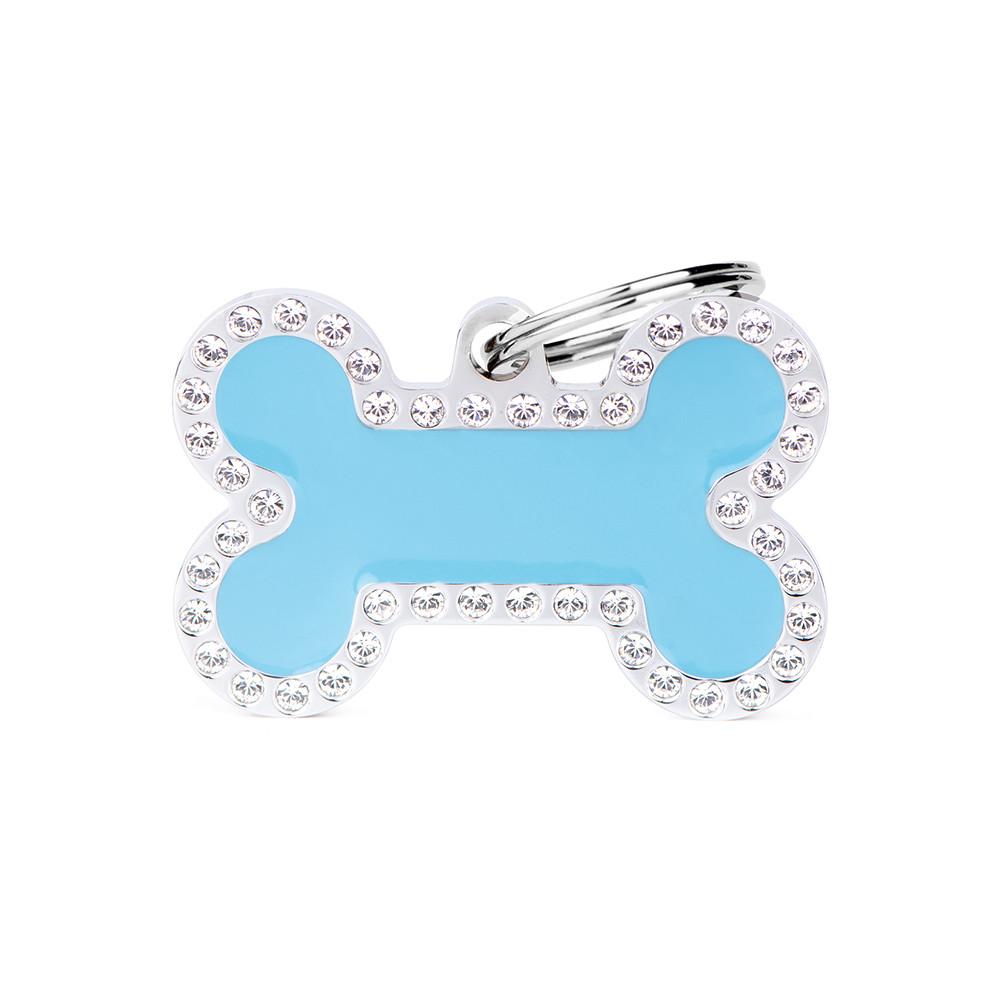 MyFamily Glam Bone Pet ID Tag, Light Blue, Big