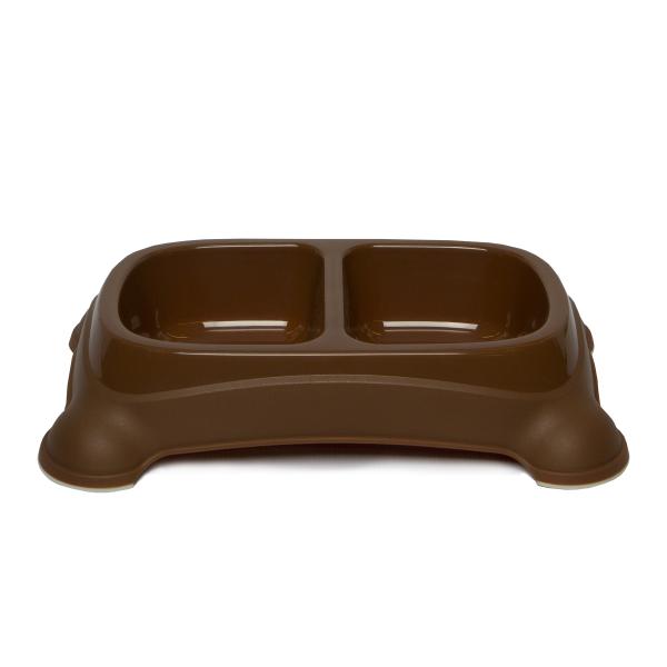 Gardner Pet Group Double Feeder Pet Bowl, Brown, Medium