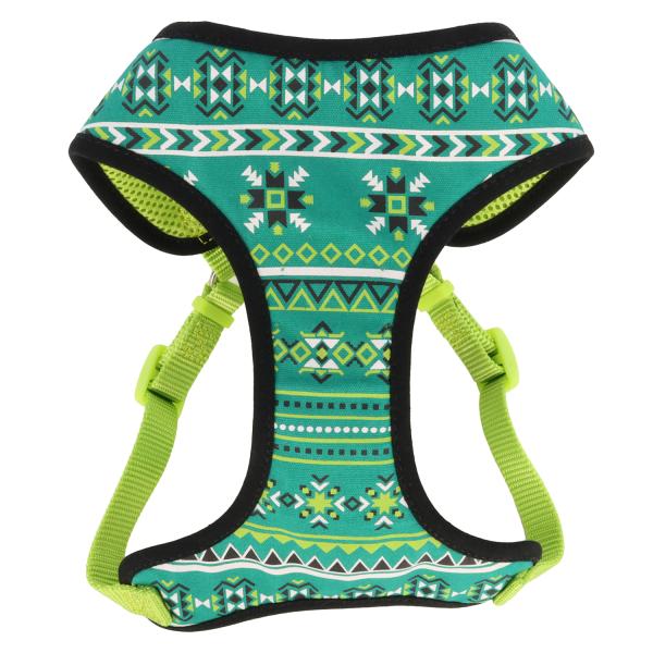 Ribbon Designer Wrap Adjustable Dog Harness, Lime Southwest Stars, 1-in x 28-36-in