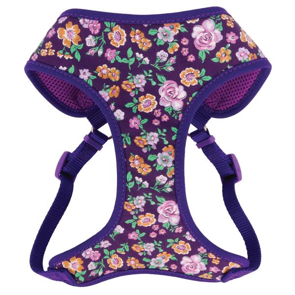 Ribbon Designer Wrap Adjustable Dog Harness, Purple Sketched Floral