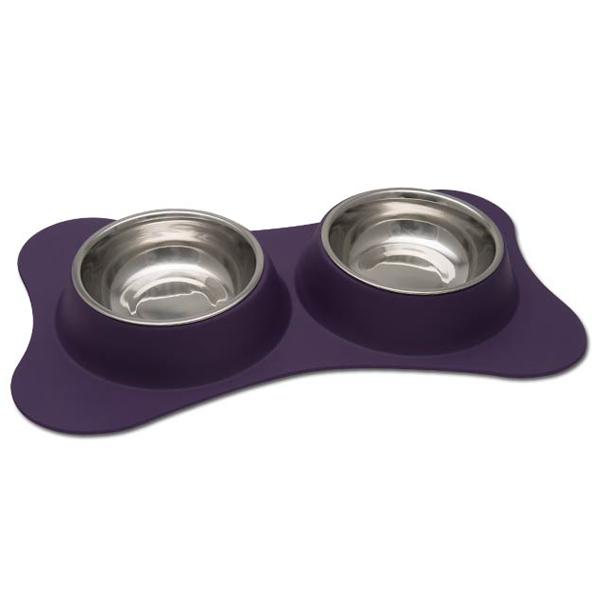 Loving Pets Dolce Bone Shaped Flex Dog Diner, Plum, Small
