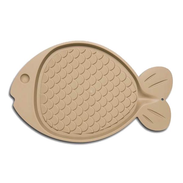 Loving Pets Bella Bowls Spill-Proof Fish Shaped Cat Mat, Tan