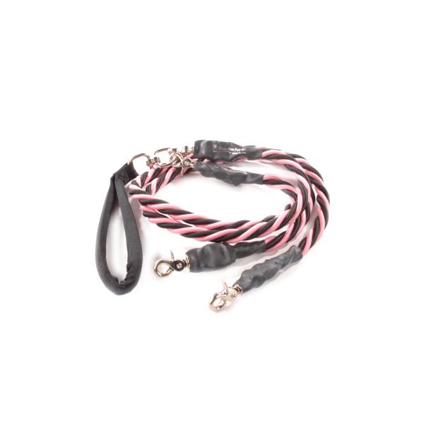 Bun-gee Pup-ee Double Dog Leash, Pink/Black, X-Large, 4-ft