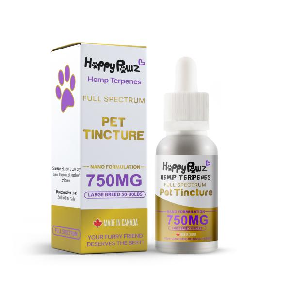 Happy Pawz Teinture, Complément alternatif pour animaux de compagnie, 750mg, 30-mL