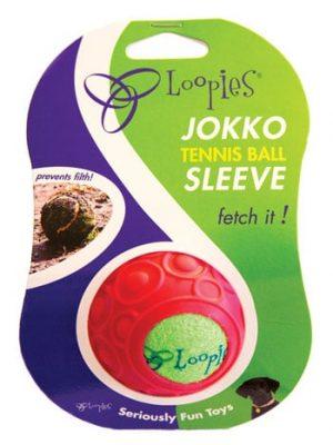 Loopies Jokko Tennis Ball Sleeve with Ball Dog Toy, Red