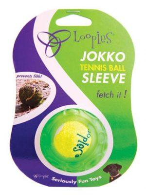 Loopies Jokko Tennis Ball Sleeve with Ball Dog Toy, Green
