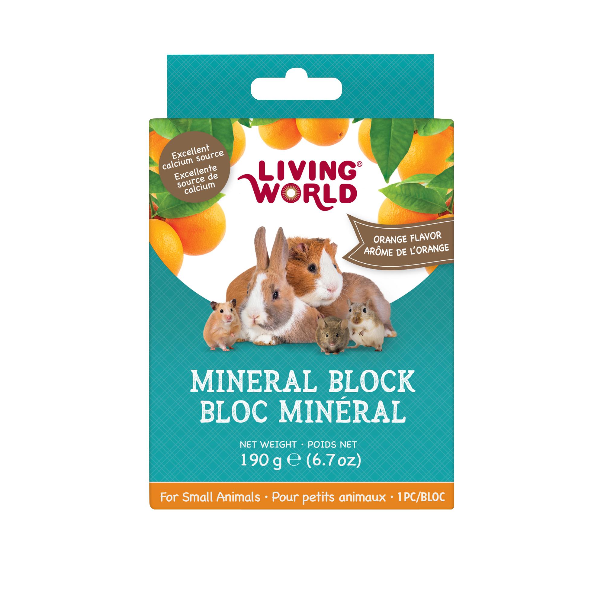 Living World Orange Flavour Mineral Blocks for Small Animals, 6.7-oz