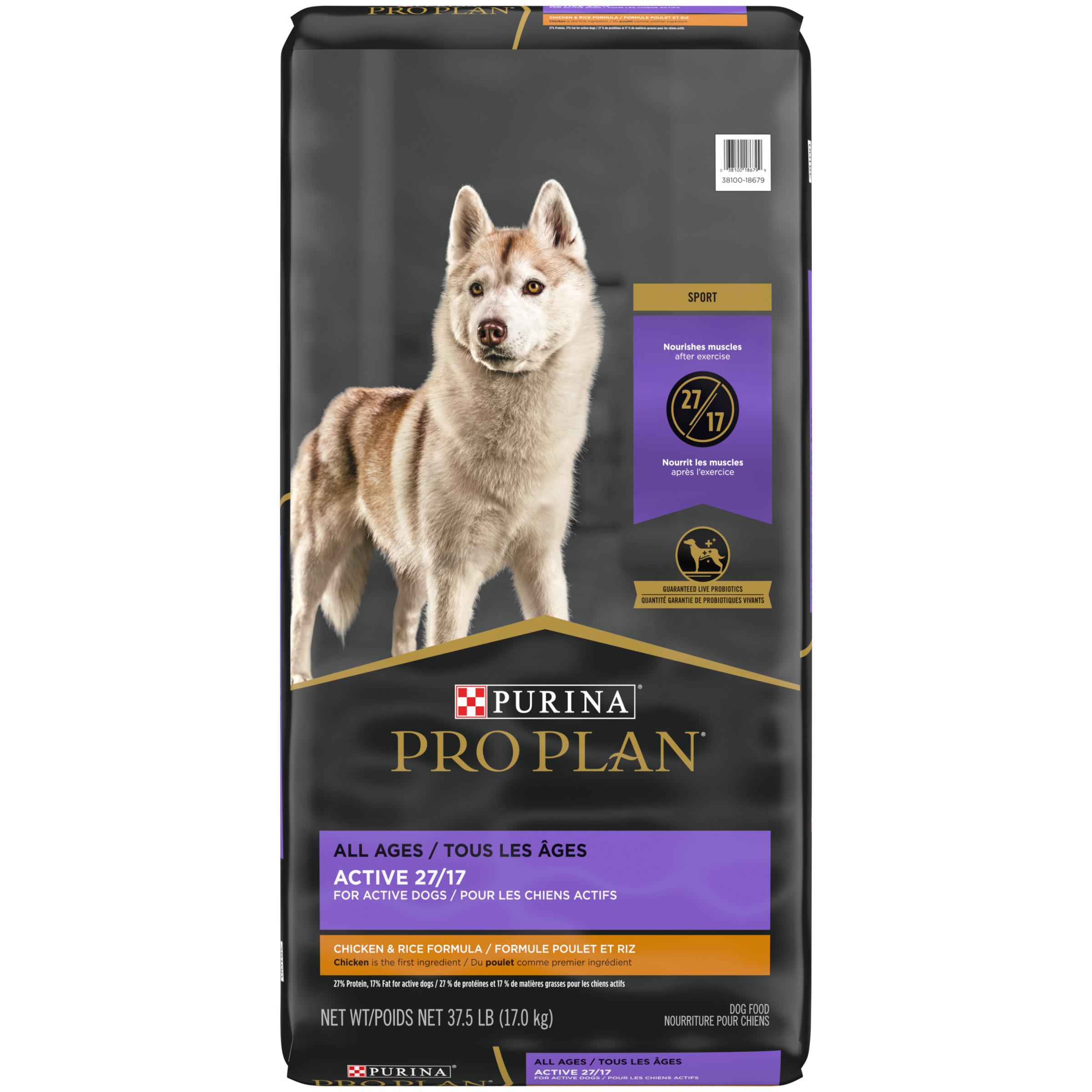Purina Pro Plan Sport Active 27/17 Chicken & Rice Dry Dog Food, 37.5-lb