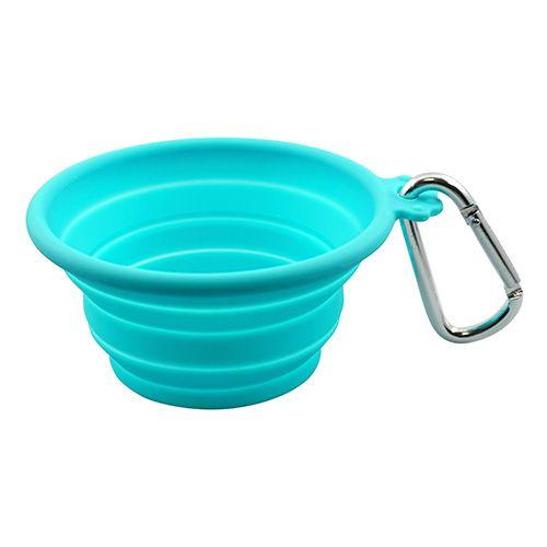 foufouBRANDS Silicone Collapsible Dog Travel Bowl, Teal