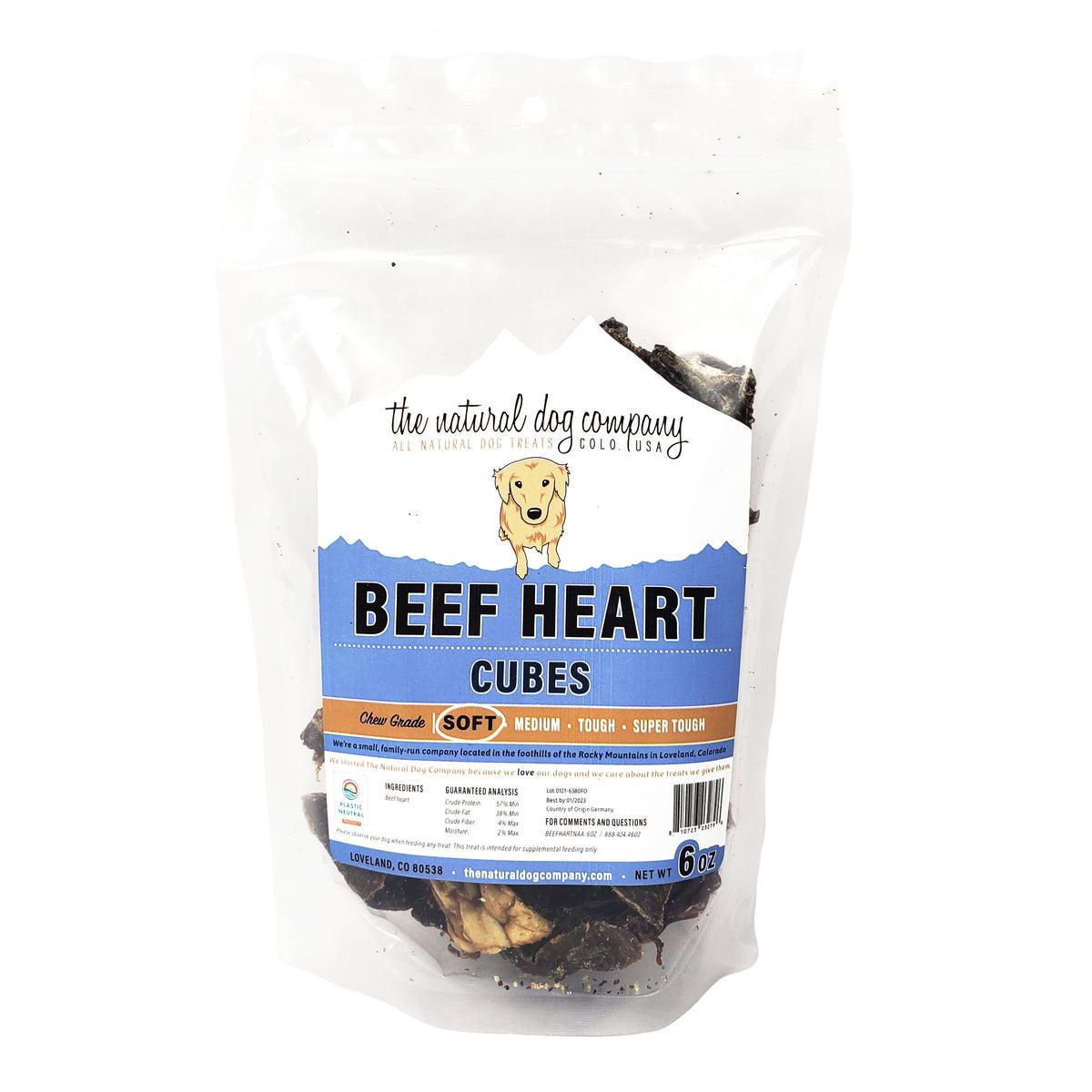 Tuesday's Natural Dog Company Beef Heart Cubes Dog Treats, 6-oz