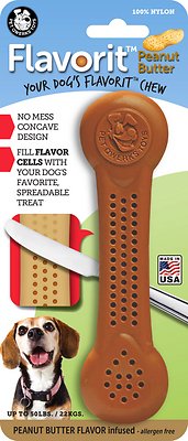 Pet Qwerks Flavorit Peanut Butter Flavor Infused Nylon Bone Dog Toy, Large