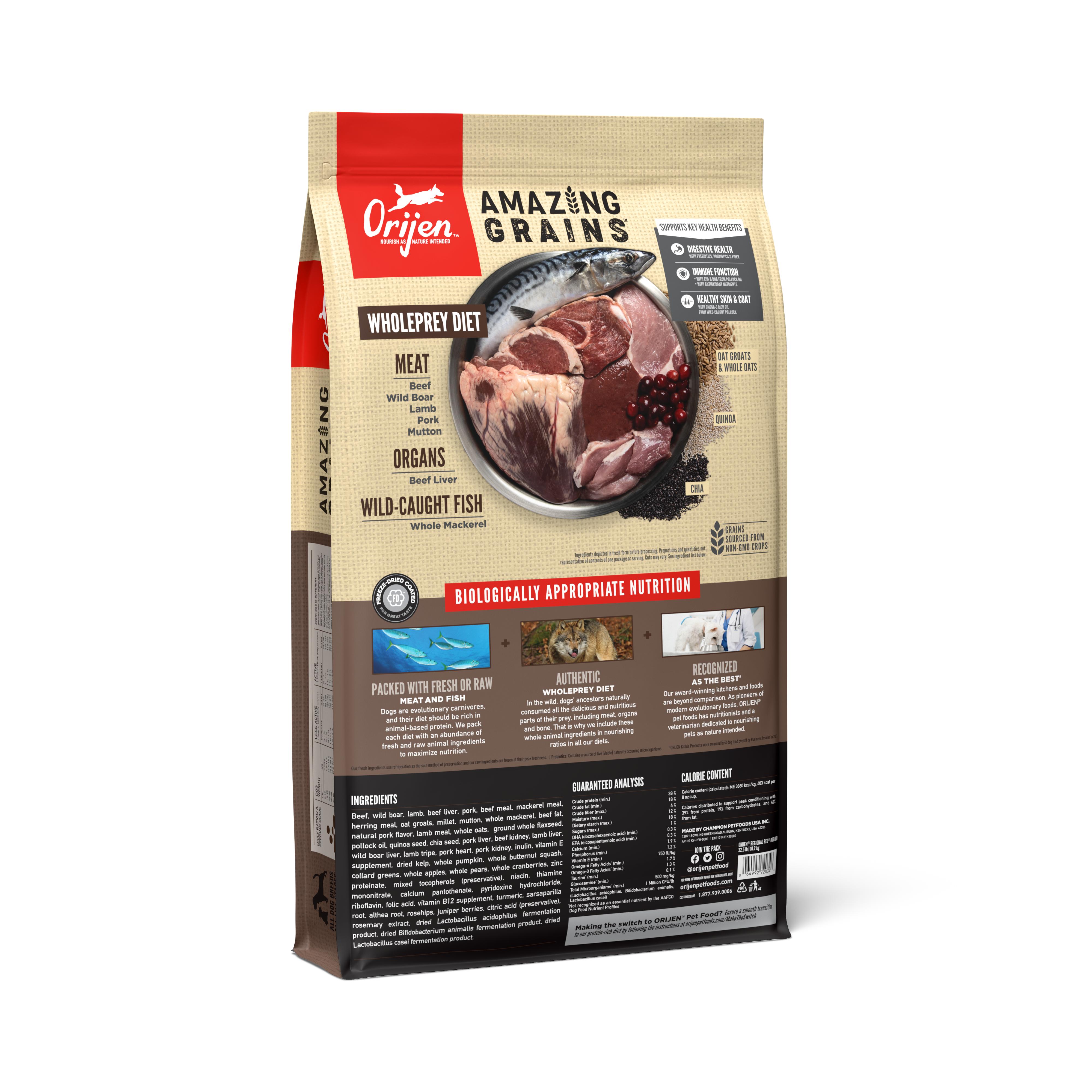 ORIJEN Amazing Grains Regional Red Dry Dog Food, 22.5-lb