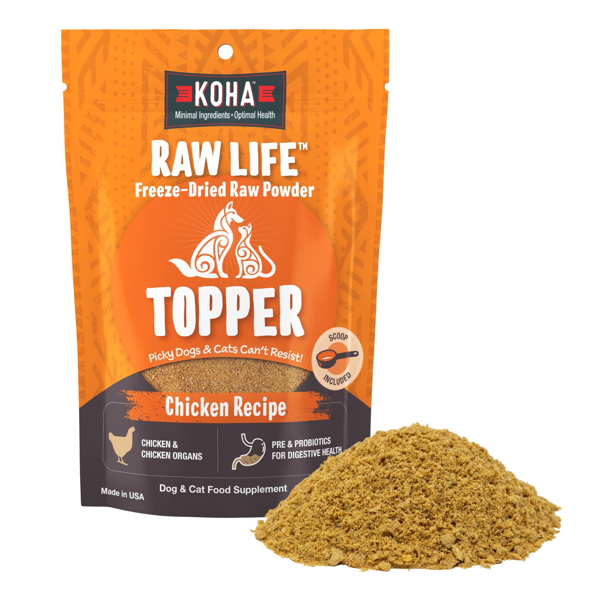 KOHA Raw Life Chicken Freeze-Dried Dog & Cat Food Topper, 8-oz