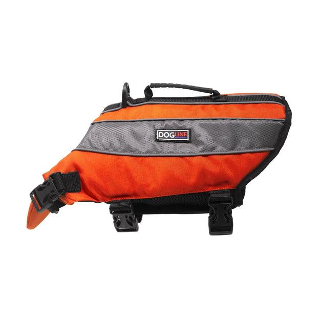 Dogline Life Vest Flotation Device for Dogs, Neon Orange, 15-18-in