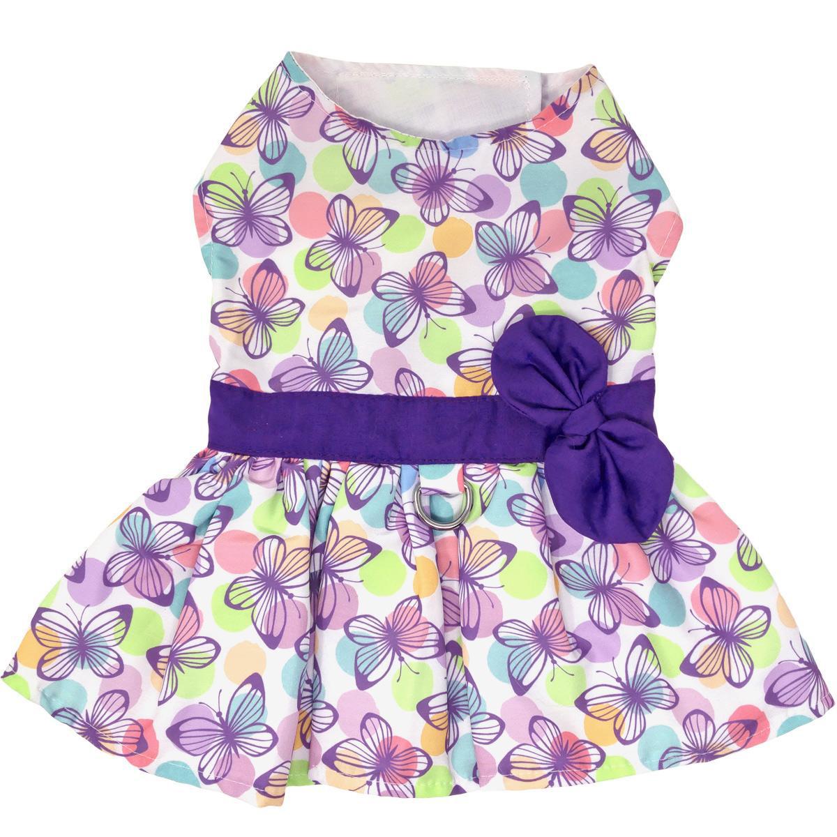 Doggie Design Dog Dress, Purple Butterfly, Medium