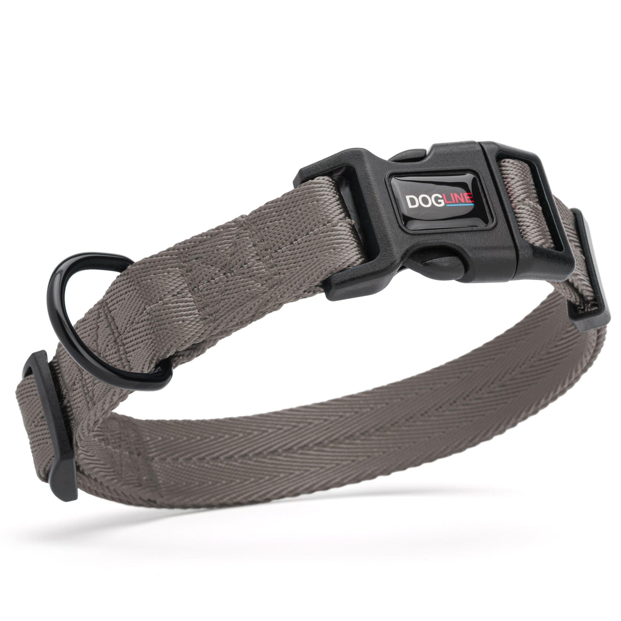 Dogline Nylon Flat Dog Collar, Grey, 5/8-in x 11-16-in