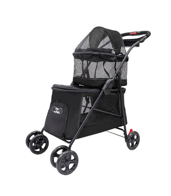 Petiqe Double Decker Pet Stroller, Black
