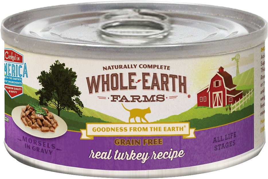 Whole Earth Farms Grain-Free Real Turkey Morsels in Gravy Canned Cat Food