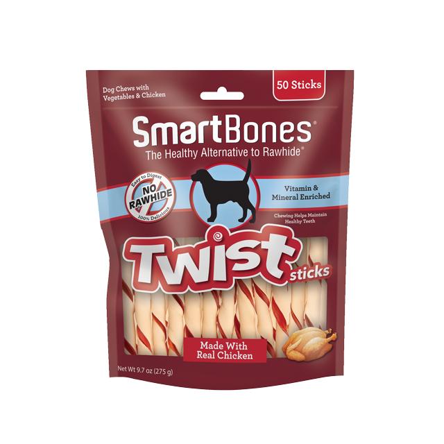 SmartBones Twist Sticks Chicken Dog Treats, 50-count