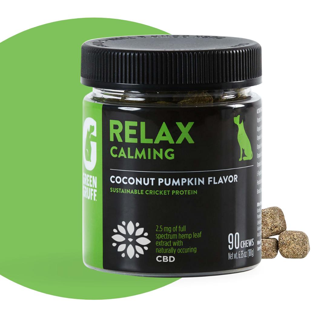 Green Gruff RELAX Calming Soft Chews Alternative Supplement for Dogs, 2.5mg, 90-count
