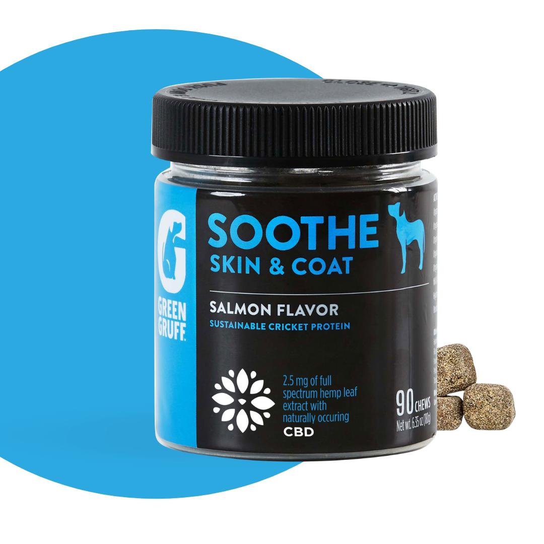 Green Gruff SOOTHE Skin & Coat Soft Chews Alternative Supplement for Dogs, 2.5mg, 90-count