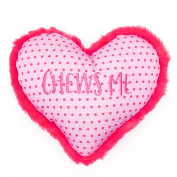 The Worthy Dog Chews Me Heart Dog Toy, Pink, Large