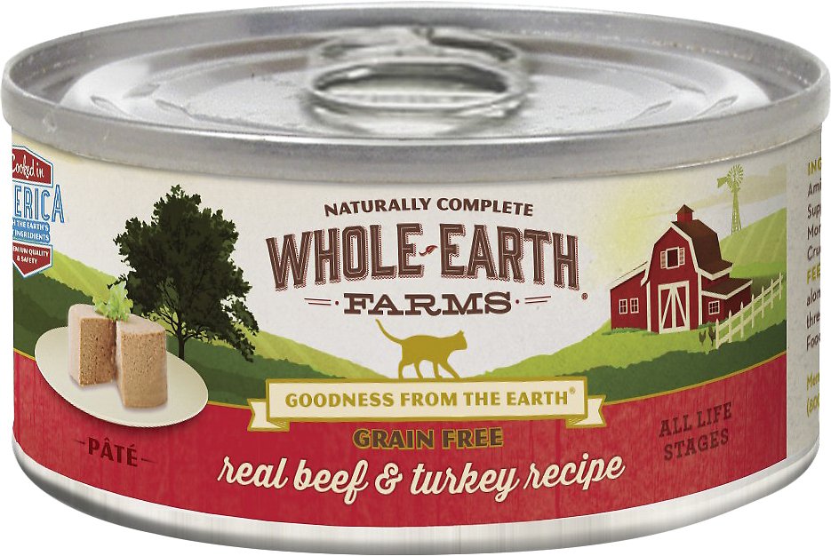 Whole Earth Farms Grain-Free Real Beef & Turkey Pate Recipe Canned Cat Food