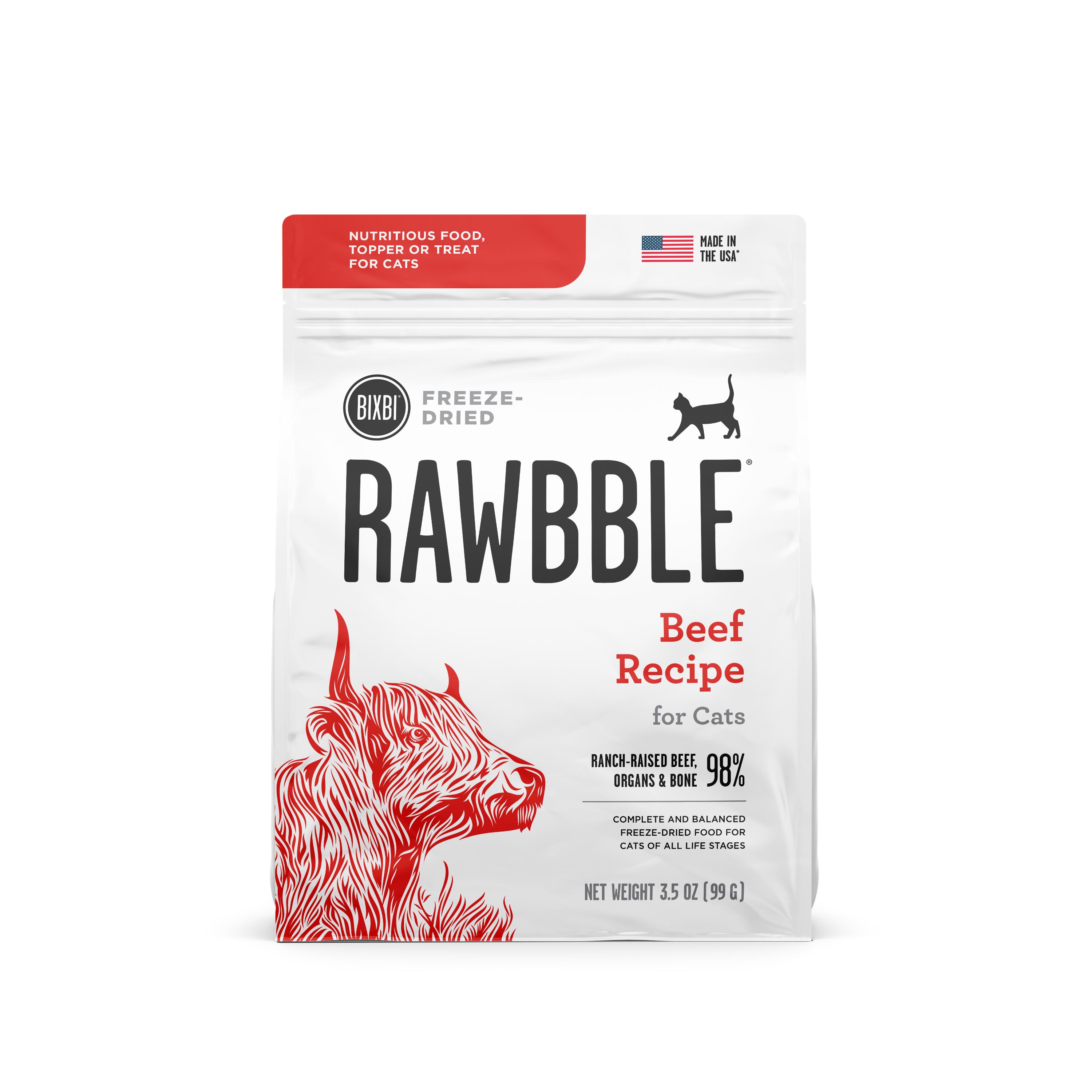 BIXBI Rawbble Beef Recipe Freeze-Dried Cat Food, 3.5-oz