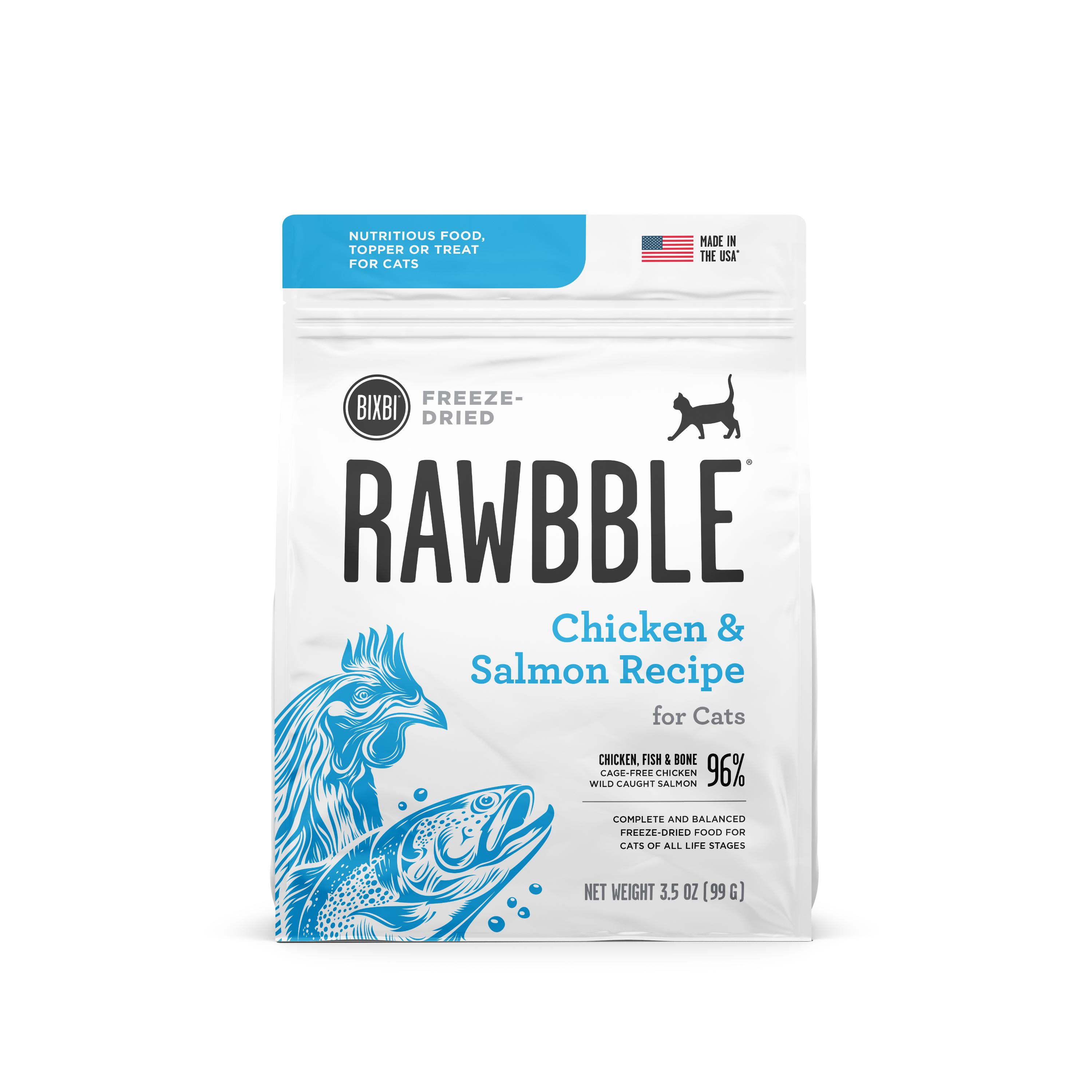 BIXBI Rawbble Chicken & Salmon Recipe Freeze-Dried Cat Food, 3.5-oz