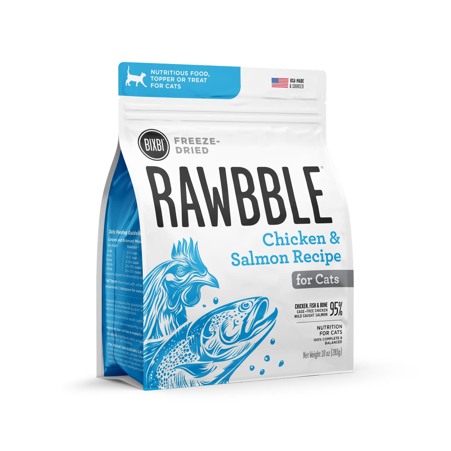 BIXBI Rawbble Chicken & Salmon Recipe Freeze-Dried Cat Food, 10-oz
