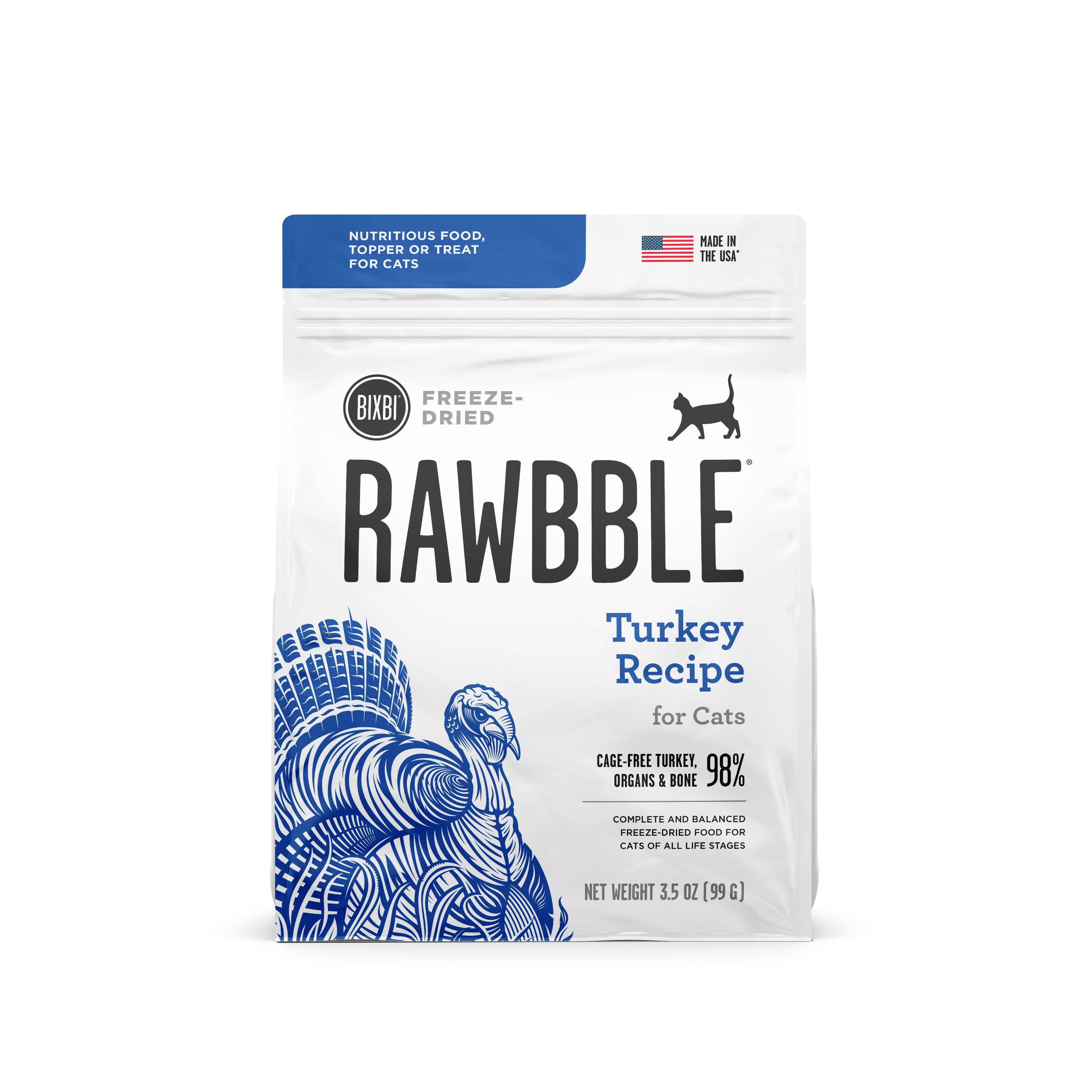 BIXBI Rawbble Turkey Recipe Freeze-Dried Cat Food, 3.5-oz