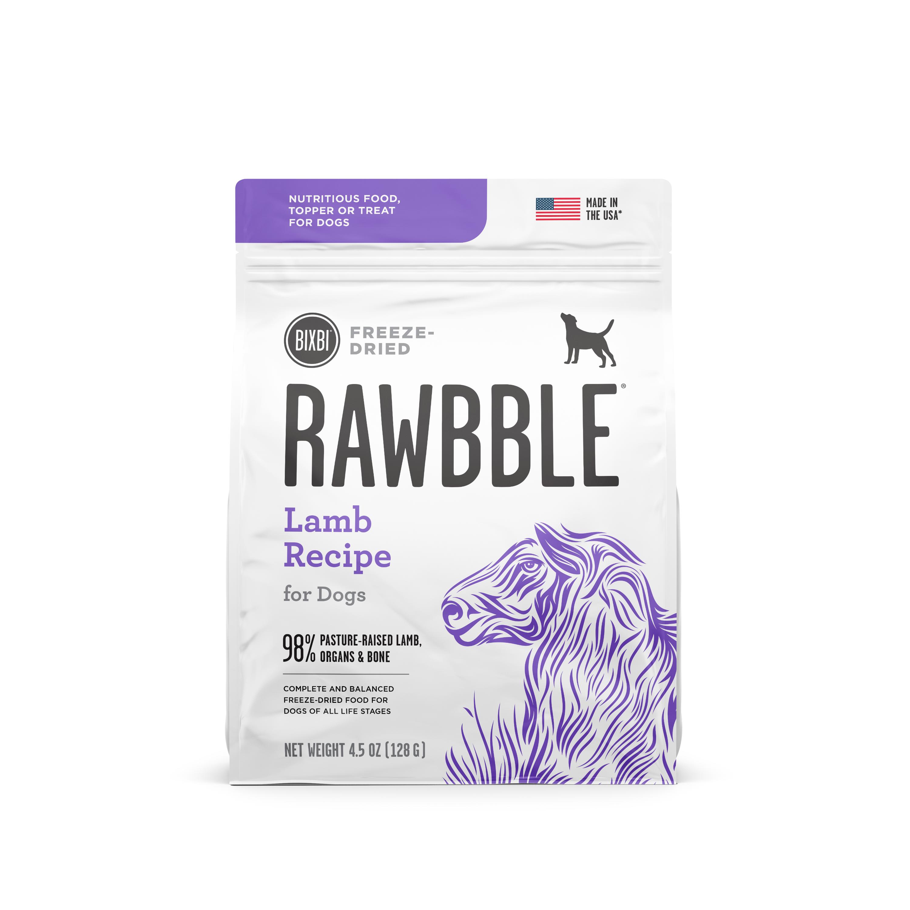 BIXBI Rawbble Lamb Recipe Freeze-Dried Dog Food, 4.5-oz