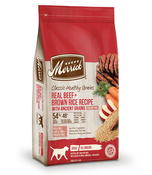 Merrick Classic Healthy Grains Real Beef + Brown Rice Recipe with Ancient Grains Dry Dog Food, 33-lb