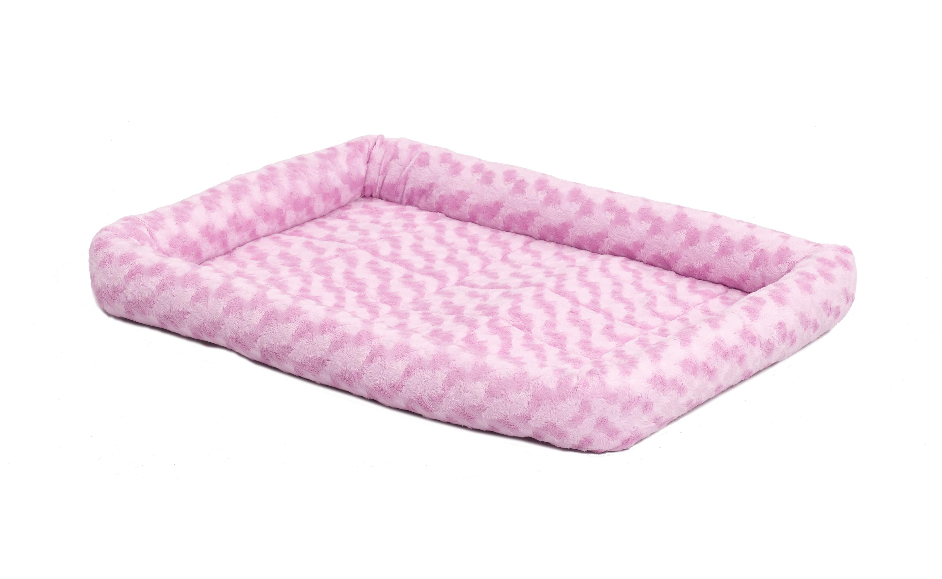 MidWest Quiet Time Bolster Pet Bed, Pink, 18-in x 12-in