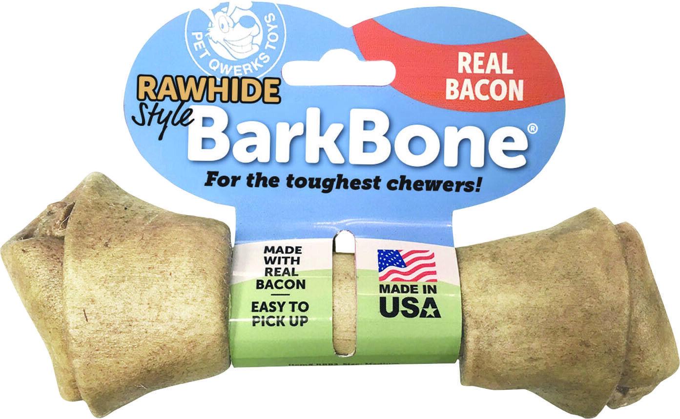 Pet Qwerks BarkBone Rawhide Style Bacon Flavor Dog Toy, Large