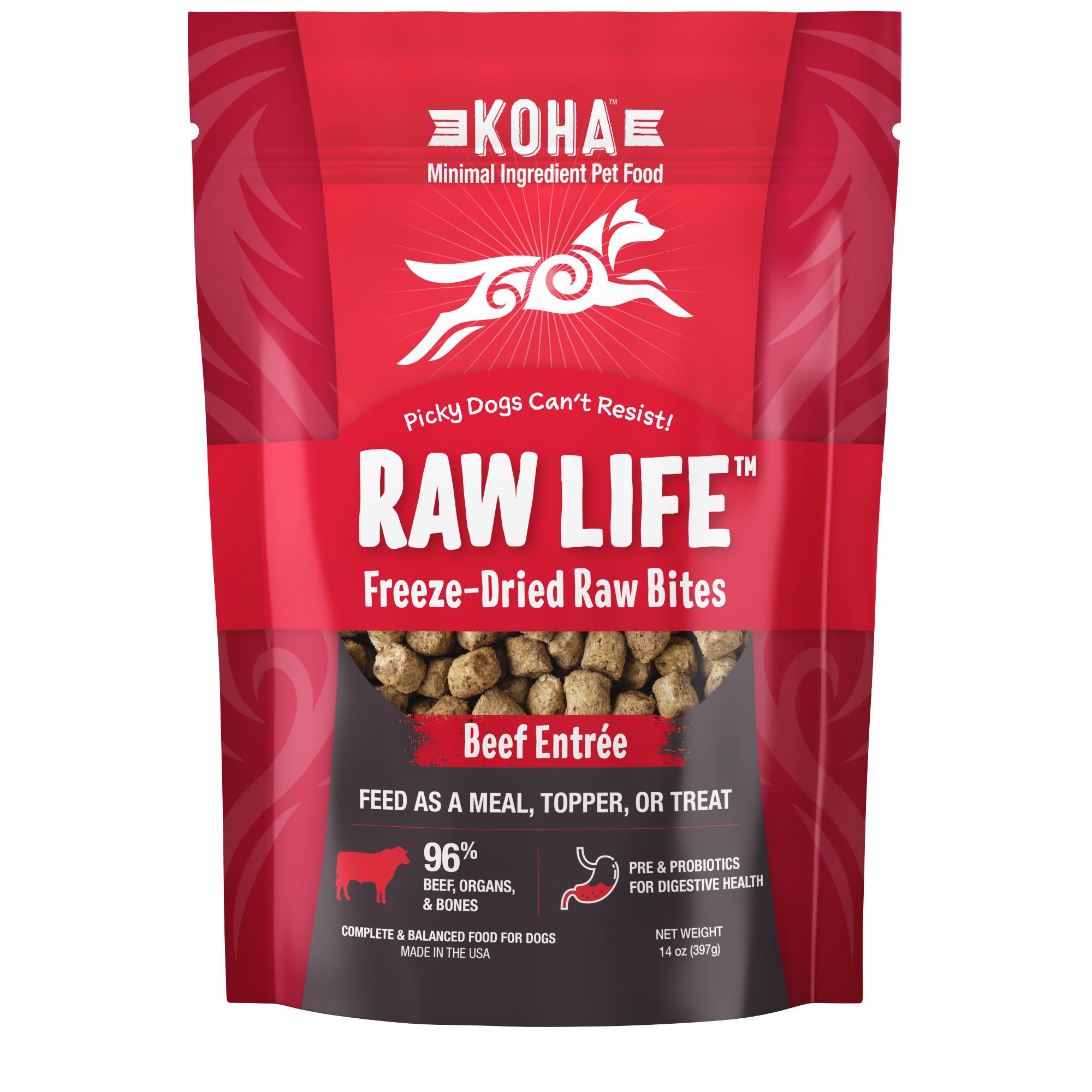 KOHA Raw Life Beef Entree Freeze-Dried Raw Bites for Dogs, 14-oz
