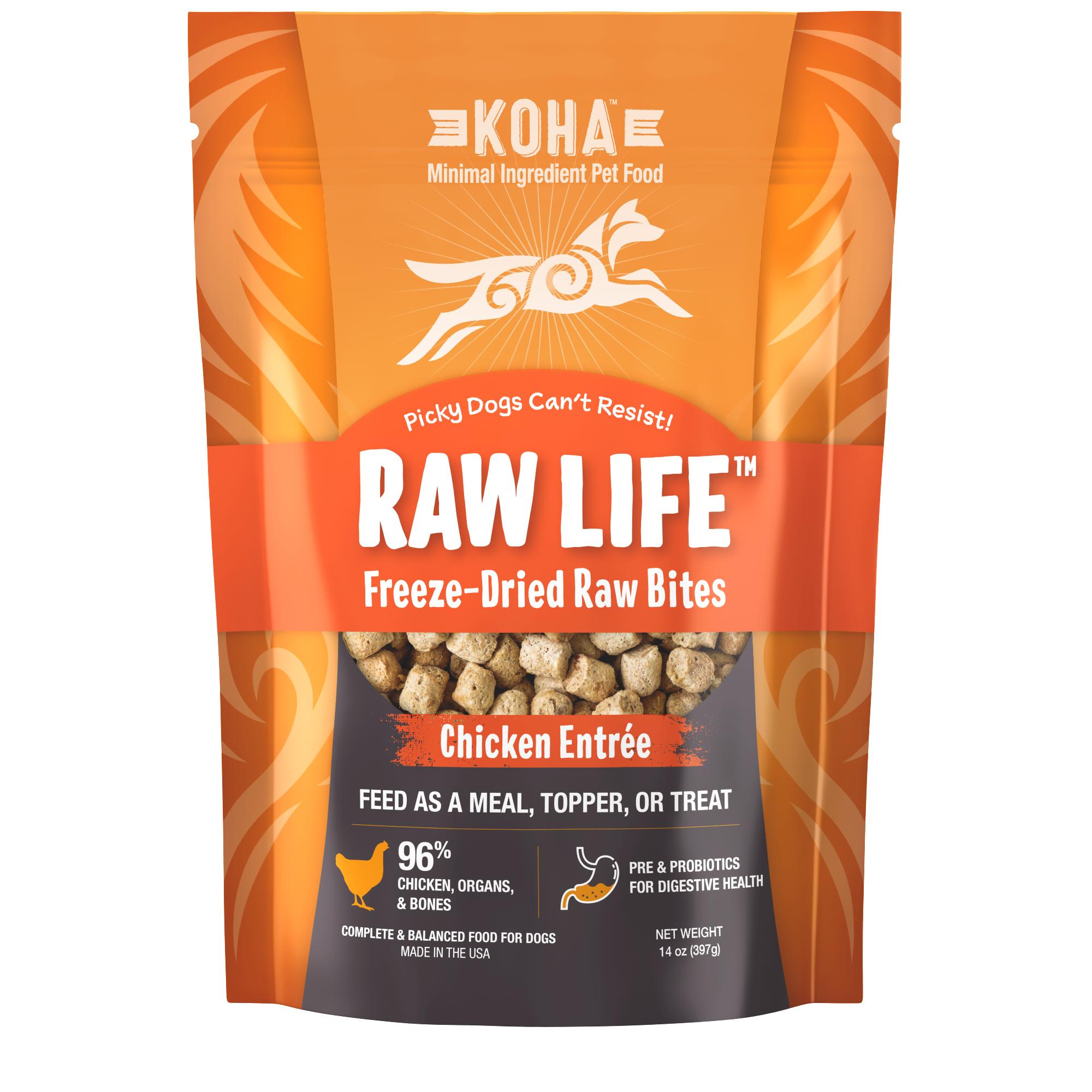 KOHA Raw Life Chicken Entree Freeze-Dried Raw Bites for Dogs, 14-oz