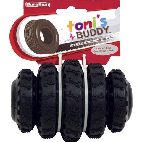 Burgham Toni's Buddy Rubber Tire Roller Dog Toy, 3.25-in