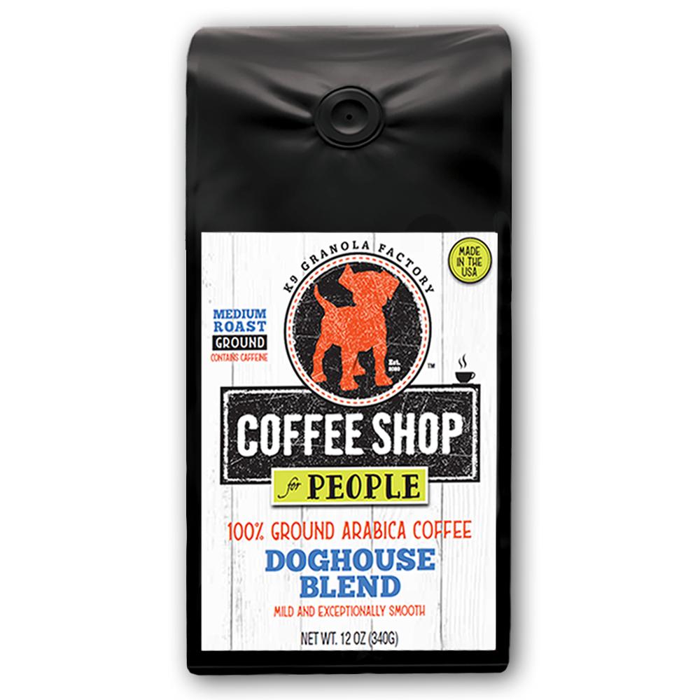 K9 Granola Factory Coffee Shop Doghouse Blend Ground Arabica Coffee for People, 12-oz