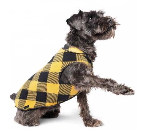 Goldpaw Double Fleece Dog Coat, Gold Buffalo Check/Black, 22