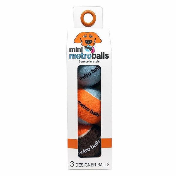 Metropaws Mini Metroballs Tennis Ball Dog Toy, Orange, 3-pk