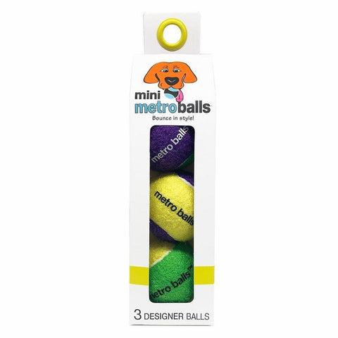 Metropaws Mini Metroballs Tennis Ball Dog Toy, Yellow, 3-pk
