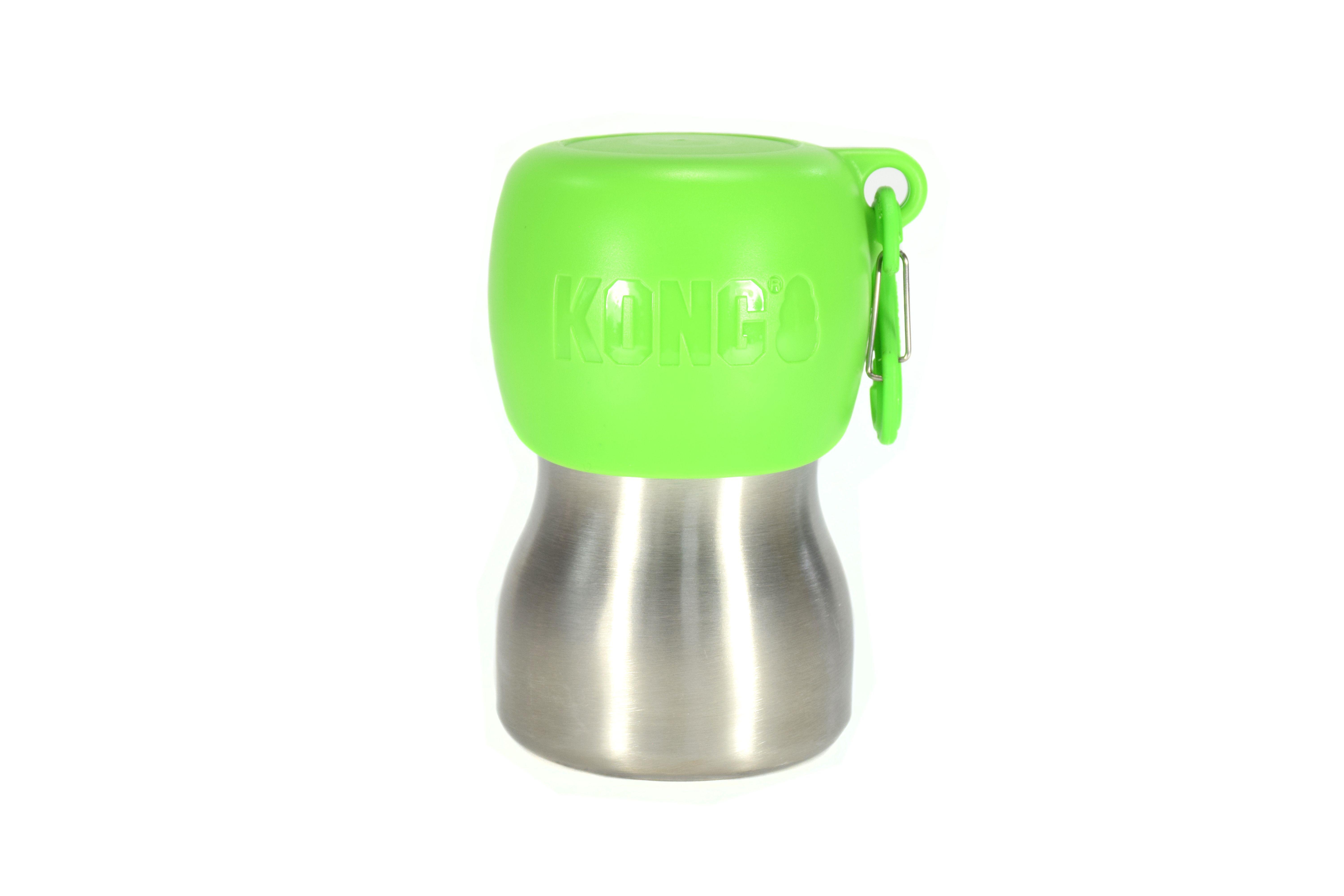 KONG H2O Stainless Steel Dog Water Bottle, Green, 9.5-oz
