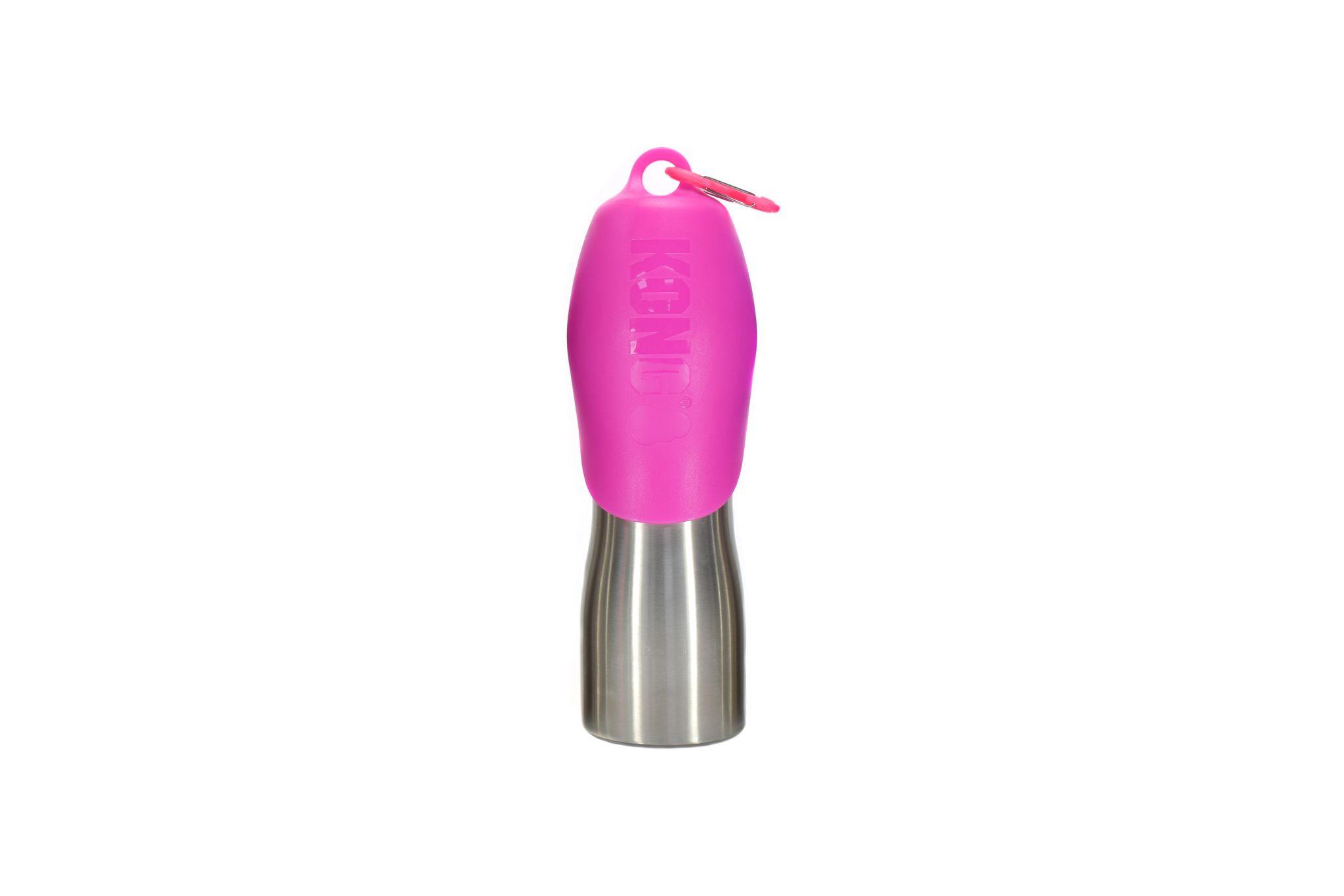 KONG H2O Stainless Steel Dog Water Bottle, Pink, 25-oz